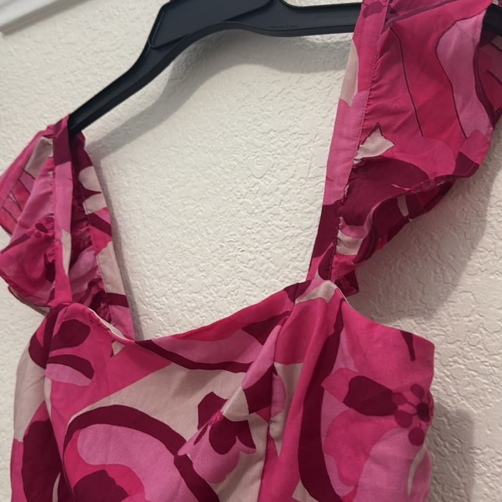 Crystal Sky Floral Puff Sleeve Crop Top - Size L - New Without Tags - Picture 3 of 7